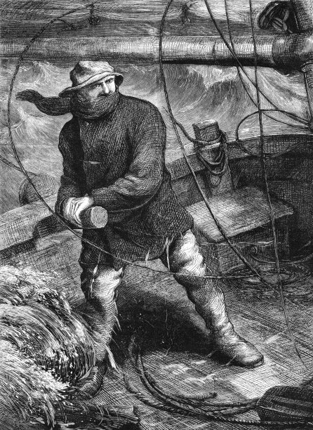 维多利亚时代在暴风雨中掌舵的水手图片下载