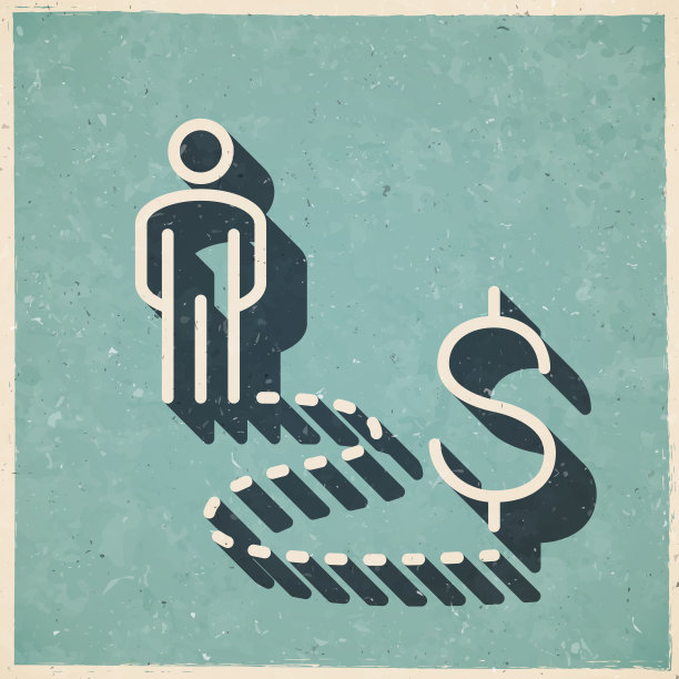 有人在美元路上。图标复古复古风格-旧纹理纸图片下载