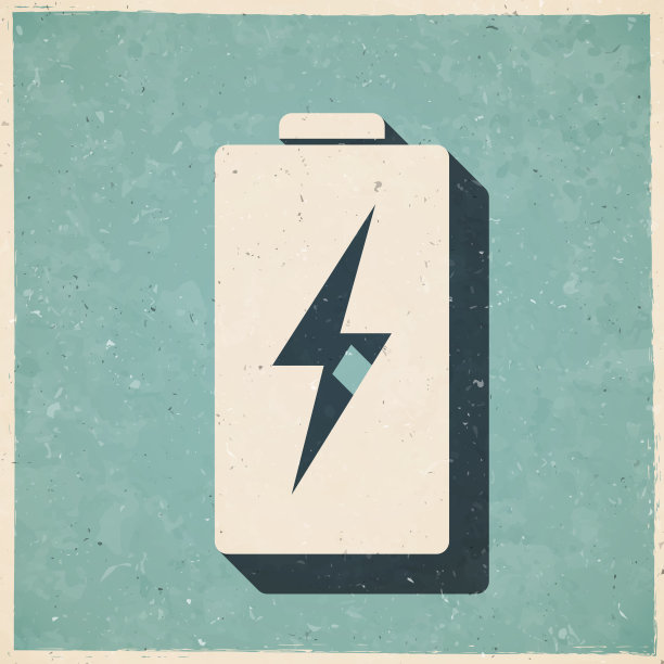 电池充电。图标复古复古风格-旧纹理纸图片下载