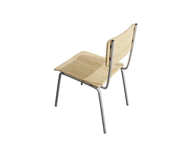 木制的学校椅子被隔离。三维渲染图片下载