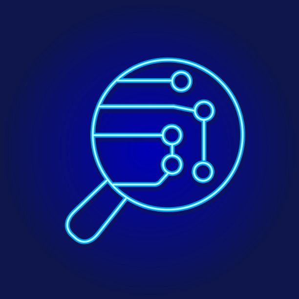 人工智能放大镜与电路细线图标-可编辑的笔画图片下载