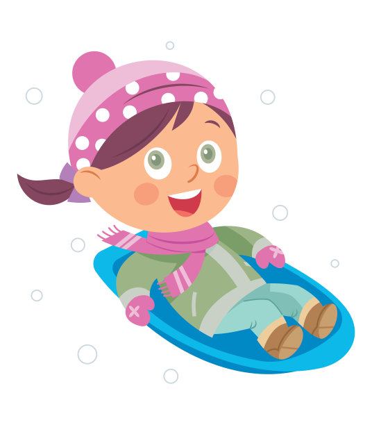 小女孩在冬天滑雪橇图片下载
