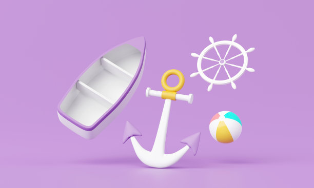 3D渲染暑假，海滩和海洋图标元素对象组，假期背景概念，现实显示产品模型或化妆品与夏季主题。最小可爱的设计。图片下载