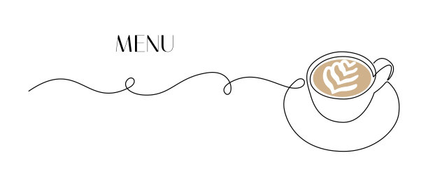 一个连续的线条画咖啡杯与拉花艺术。极简主义的现代象征早餐的咖啡馆菜单和网页横幅自助餐厅在简单的线性风格。涂鸦矢量插图图片下载