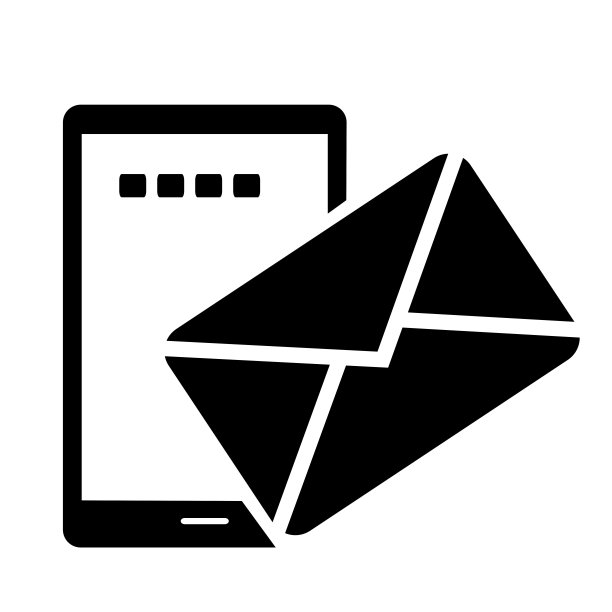 矢量插图，标志，邮政信封图标，电话屏幕。孤立在白色背景上。图片下载