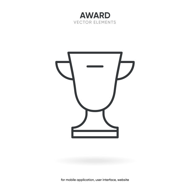 在线风格的高级奖励图标。高品质的轮廓是成就的象征。现代线性象形杯。白色背景上的描边矢量插图图片下载