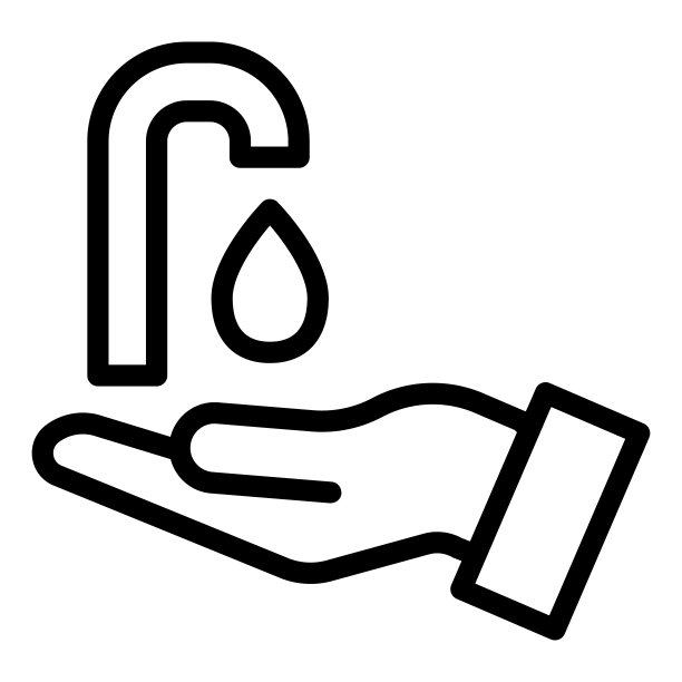 滴水龙头和手线图标。洗手符号，白色背景上的轮廓式象形文字。自我卫生健康标志移动概念网页设计。矢量图形。图片下载