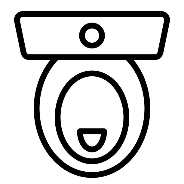 带排水管道图标的卫生间马桶。马桶座符号，白色背景上的轮廓式象形文字。经典厕所便盆标志移动概念网页设计。矢量图形。图片下载