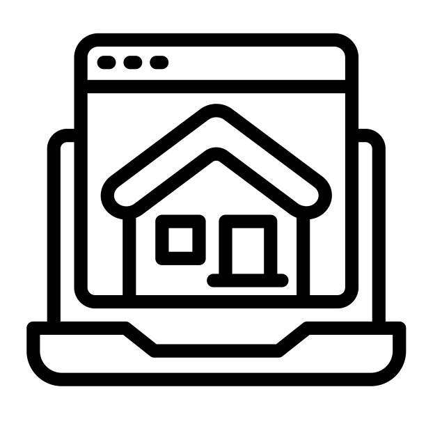 笔记本电脑，主页，电脑窗口，房子，网站线条图标，ui概念，主页矢量标志白色背景，轮廓风格图标移动概念网页设计。矢量图形。图片下载
