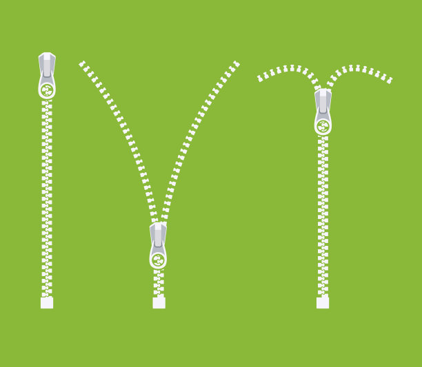 打开拉链齿金属扣件隔离插图。解缝黑色锁塑料拉链扣图片下载