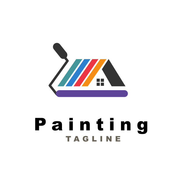 家庭标志与彩色绘画风格和名片设计模板高级矢量图片下载