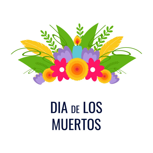 亡灵之殇。亡灵节。墨西哥的传统节日。花冠上有蜡烛。横幅、传单和卡片。平面矢量插图。图片下载