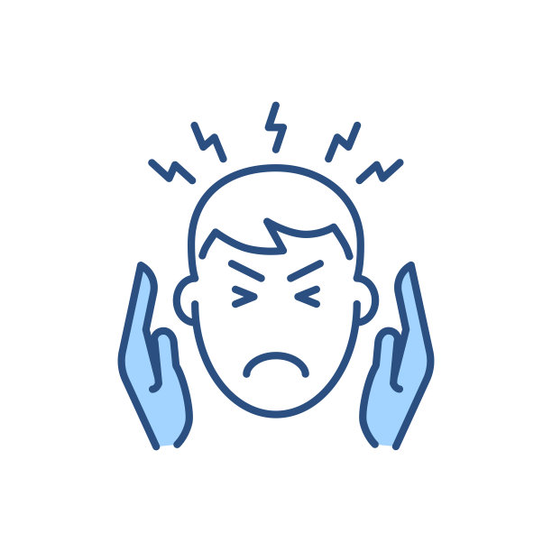 头痛相关的矢量图标。图片下载