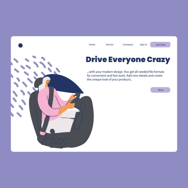 女人开车登陆页面设计。图片下载