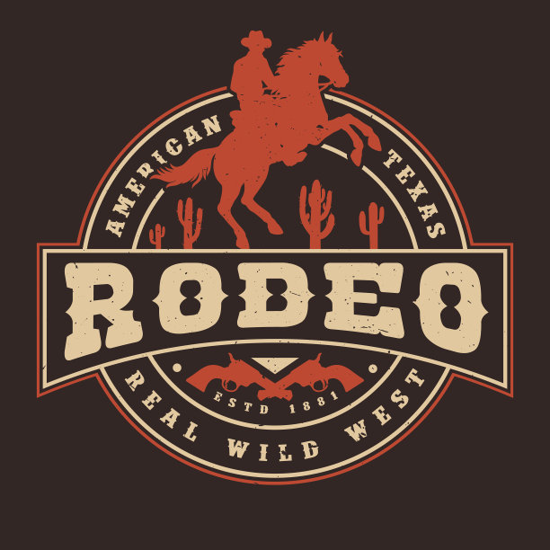 德州牛仔竞技五颜六色的老式传单图片下载