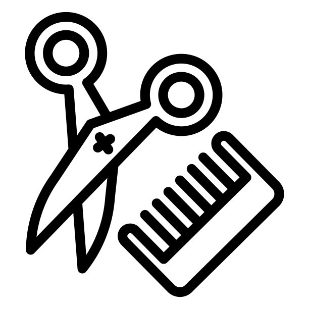 梳子和剪刀线图标，美发师沙龙概念，白色背景上的梳子和剪刀矢量标志，梳子和剪刀轮廓风格的移动概念网页设计。矢量图形。图片下载