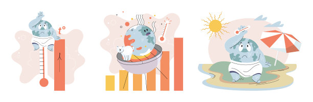 气候变化概念。全球变暖设计。气温上升，动物灭绝。环境一天图片下载