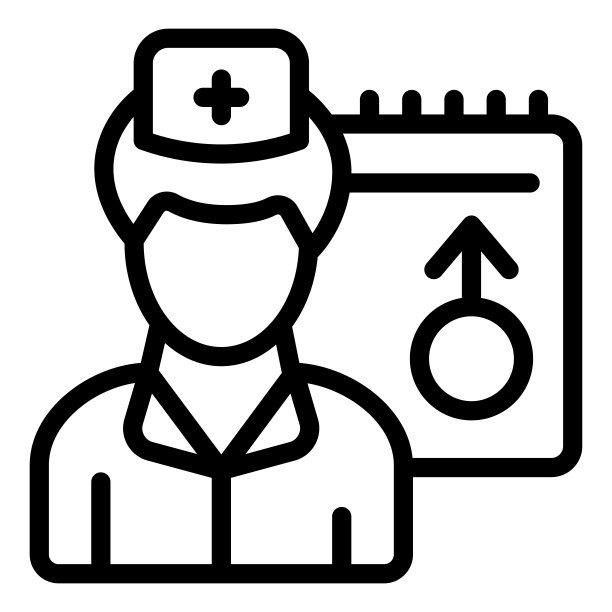 男医生和时间表线图标，世界癌症日的概念，医生预约标志在白色背景，男护士与日历图标的风格和网络。矢量图形。图片下载