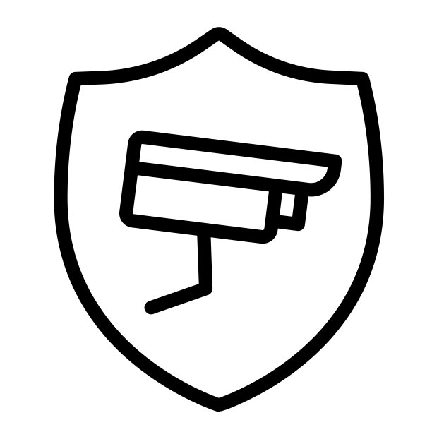 监控摄像头，屏蔽，保护，安全，闭路电视线路图标，闭路电视概念，安全矢量标志白色背景，轮廓风格图标移动概念网页设计。矢量图形。图片下载