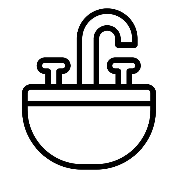 脸盆与龙头线图标，理发师沙龙的概念，脸盆矢量标志在白色背景，脸盆轮廓风格移动概念网页设计。矢量图形。图片下载