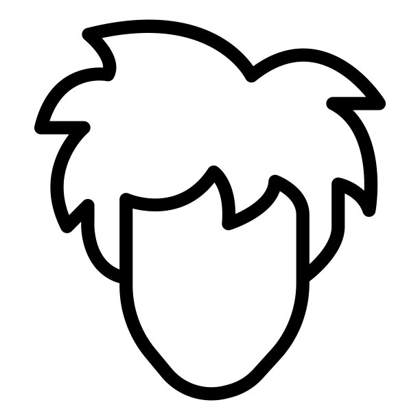 男孩蓬乱的发型线图标，理发师沙龙概念，白色背景上的蓬乱矢量标志，蓬乱的发型轮廓风格移动概念网页设计。矢量图形。图片下载