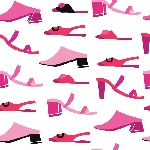 粉色高跟鞋抽象潮流图案。情人节，婚礼，母亲节，浪漫的背景。时尚鞋型。图片下载