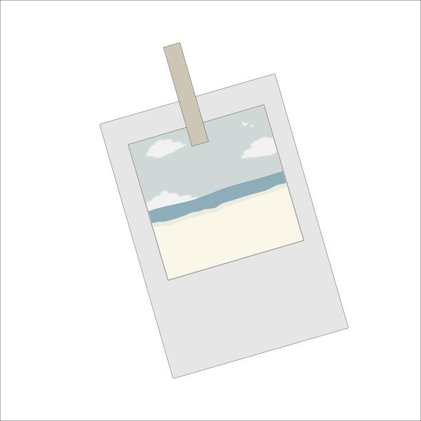 白色背景上的晒衣夹上的热带海滩照片插图图片下载