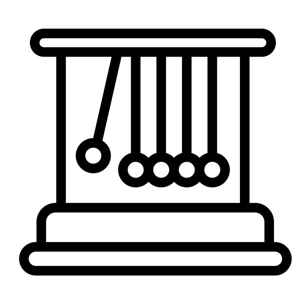 牛顿摇篮与球线图标，教育概念，白色背景上的摆矢量标志，轮廓风格图标移动概念网页设计。矢量图形。图片下载