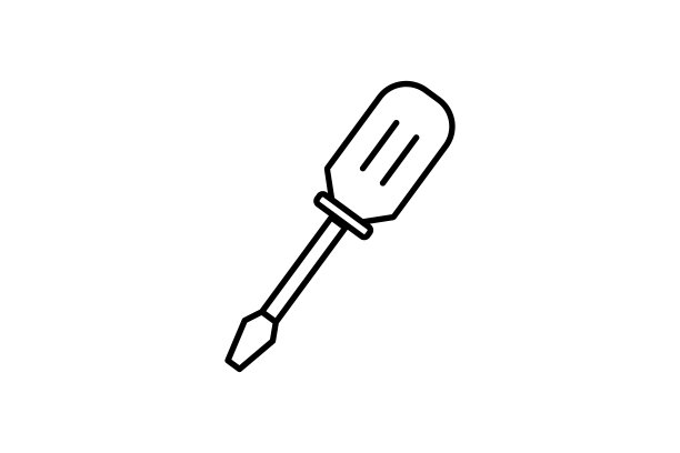 螺丝刀图标。与各种设计上下文、应用程序和用户界面中的维修、组装、构造和相关任务相关的图标。线条图标样式。简单的矢量设计可编辑图片下载