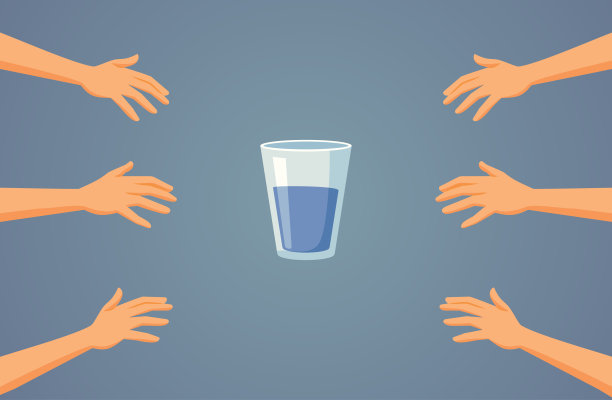 夏天的人到达一杯水矢量卡通图片下载