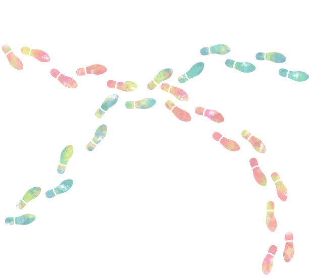 彩色脚印行走插图图片下载