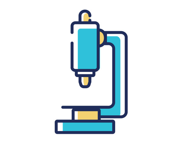 显微镜图标在白色背景，线和填充风格，矢量插图图片下载