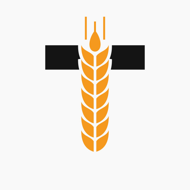 字母T小麦标志为农业符号向量模板图片下载