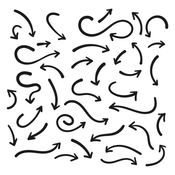 手绘箭头集合设置简单的平面箭头孤立在白色背景上。箭头标记图标和箭头油漆。股票向量。EPS10。图片下载