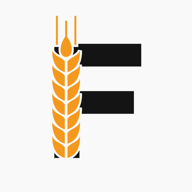 字母F小麦标志为农业符号向量模板图片下载