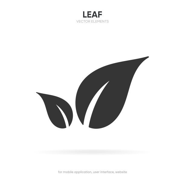3d或平面绿色或黑色叶图标叶符号在白色背景图片下载