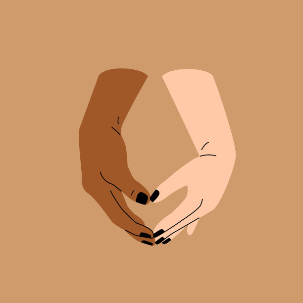 情侣手牵着手画平线。幸福的概念图片下载