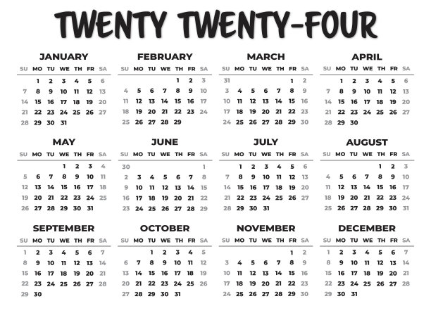 2024周日开始风景黑白日历图片下载