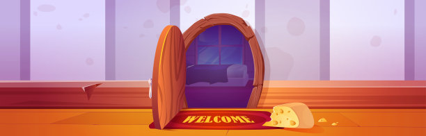 房间墙上老鼠洞附近的奶酪图片下载