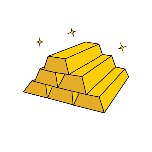 孩子们画卡通矢量插图金色图标隔离在白色背景上图片下载