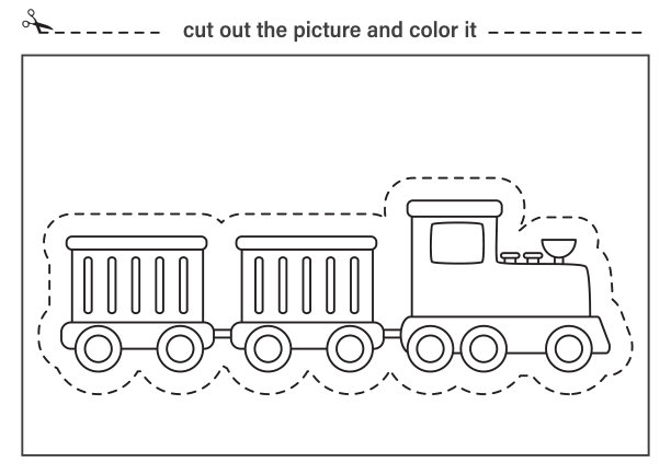 孩子们的切割练习。黑白工作表。剪下并粘上图片。图片下载