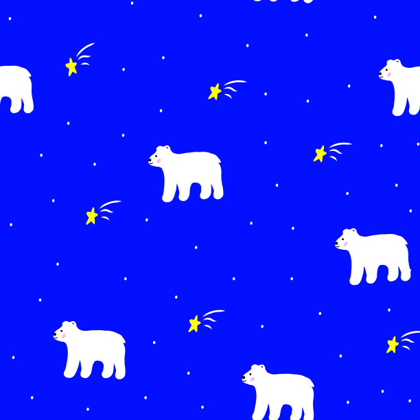 北极熊送礼物圣诞无缝图案，白熊和风格化冷杉树冬季印花包装纸，内饰和封面设计，网页背景，儿童时尚，儿童纺织品图片下载