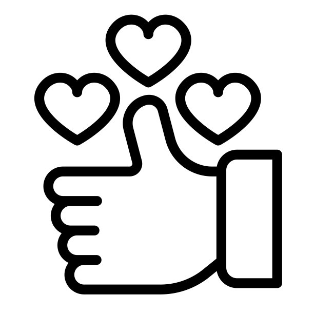 大拇指和心，喜欢线图标，约会概念，喜欢手和心矢量标志在白色背景，轮廓风格图标移动概念网页设计。矢量图形。图片下载