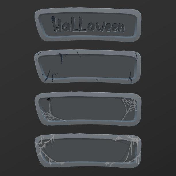 一组矢量灰色按钮。万圣节装饰矢量。黑暗的药片孤立的背景。假期的设计。图片下载