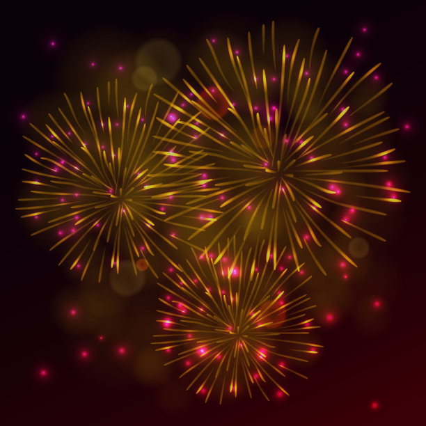 致敬，黑色背景的节日烟花。庆祝圣诞、新年、国定假日的理念。矢量插图。图片下载