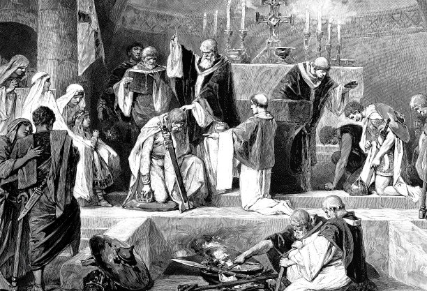 公元496年圣诞节，在兰斯，佛朗哥教的国王克洛维的洗礼图片下载