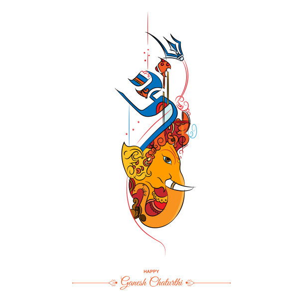 Ganesh Chaturthi的象头神创意插画图片下载