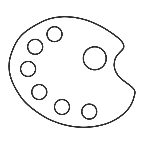 平面艺术工具调色板与油漆颜色，艺术家网页设计图形矢量插图图片下载