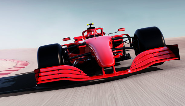 红色赛车在赛道上行驶图片下载