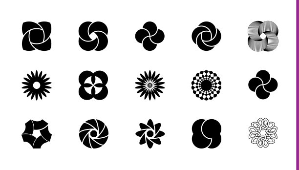 花朵雏菊图标形状野兽派几何时髦抽象极简主义的数字:星星圈运动旋风。现代抽象图形设计向量元素图片下载